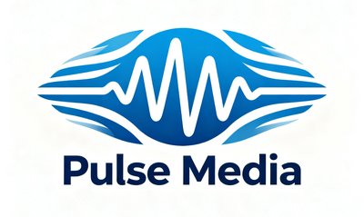 Pulse Media体育传媒集团的logo，以脉冲波纹图案为核心视觉元素