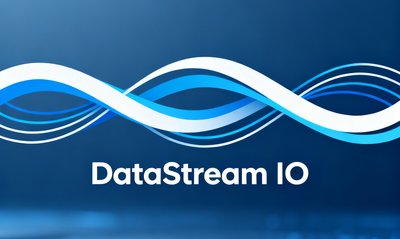 DataStream IO实时数据流服务商的品牌标志，三条波浪线象征数据流动